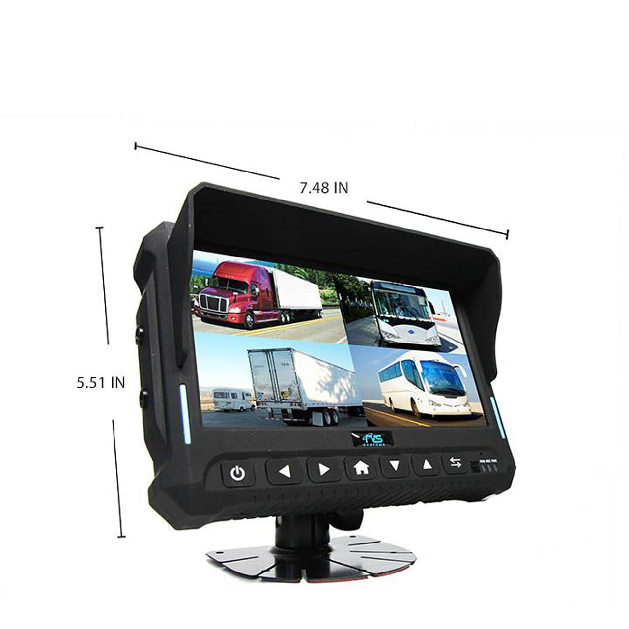 7&quot; QV Monitor w/DVR (Loose Wire), Both Side Cameras, Suction Cup