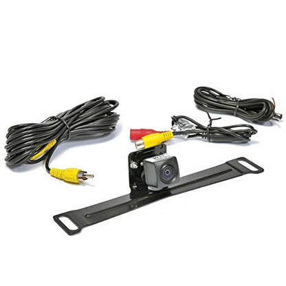 Rear View Safety License Plate Mounted Backup Camera, Cable, RCA Adapter (RVS-778)