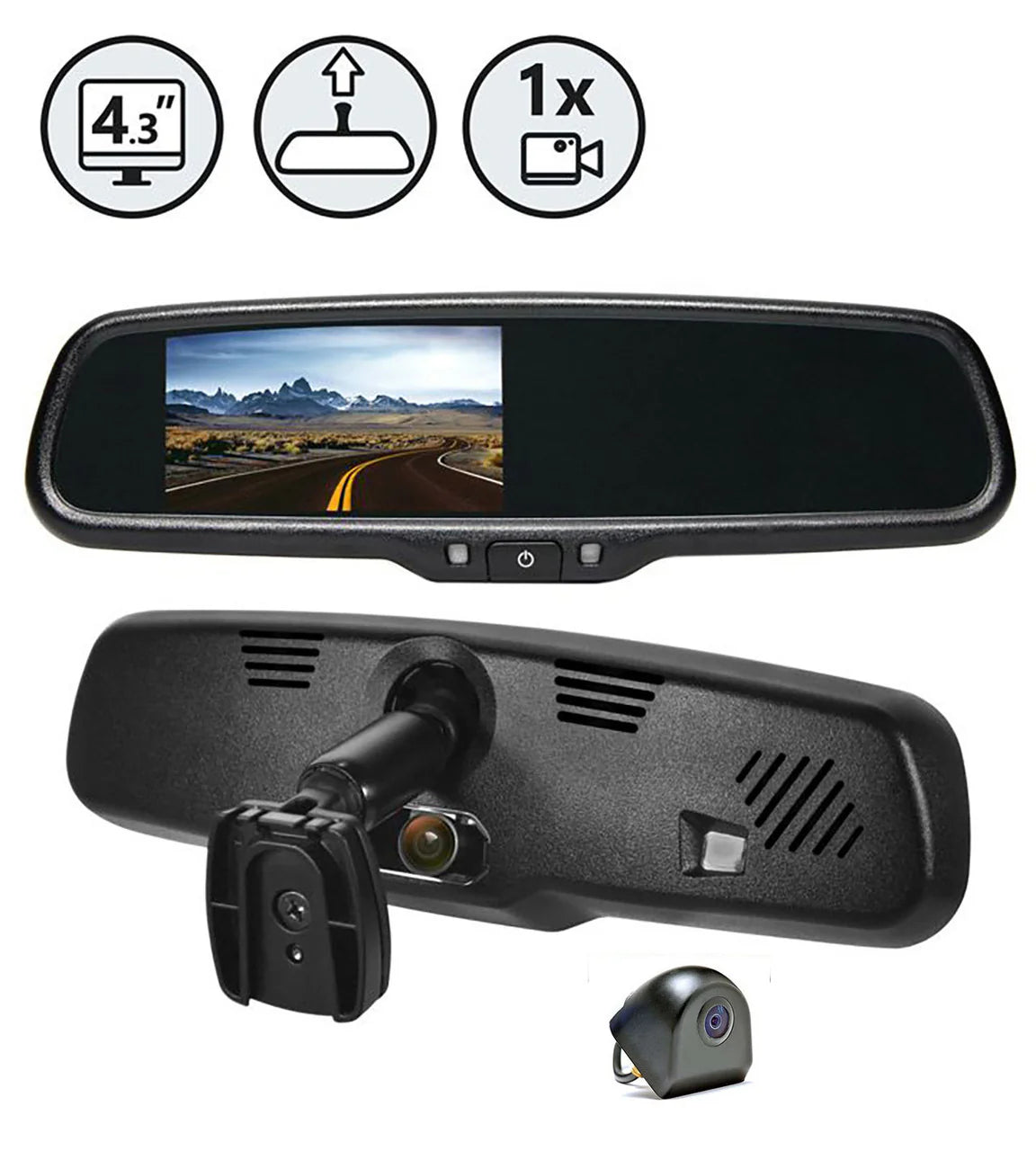 Rear View Safety - Silverado 3500 Mirror Monitor with Dash Camera, Tailgate Camera, 33ft Cable