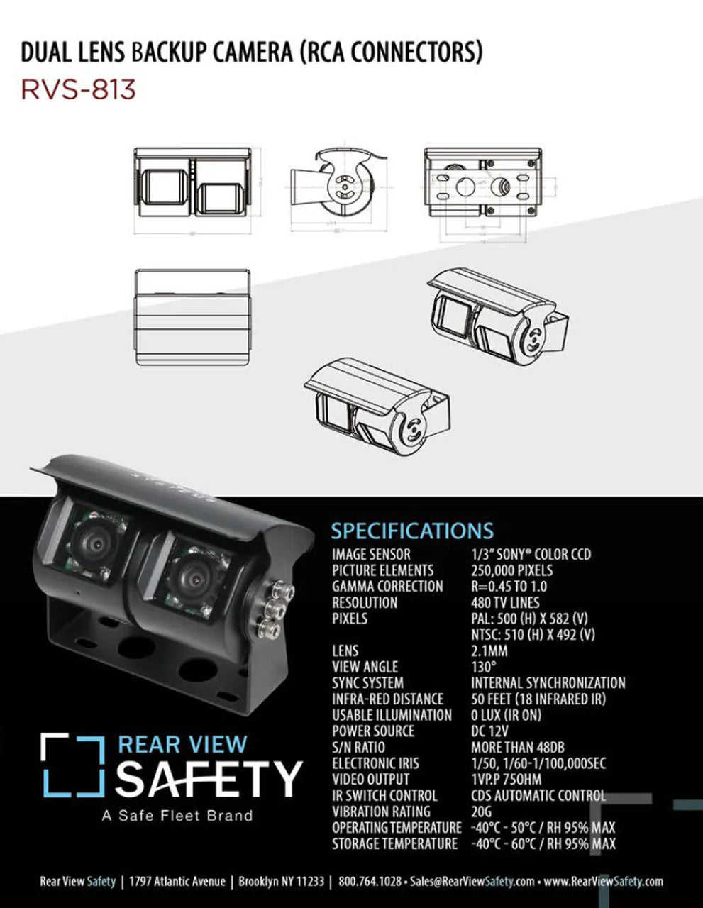 Dual Lens Backup Camera, 2 x 33&