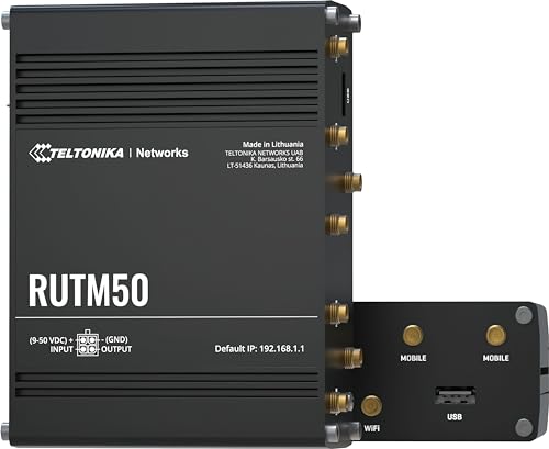 Teltonika RUTM50000000 Model RUTM50 Cellular 5G Router; Speeds of up to 3.4 Gbps; Dual SIM with Auto-failover; Backward Compatible with 4G (LTE Cat 19); for USA and Canada Carriers; Auto APN…