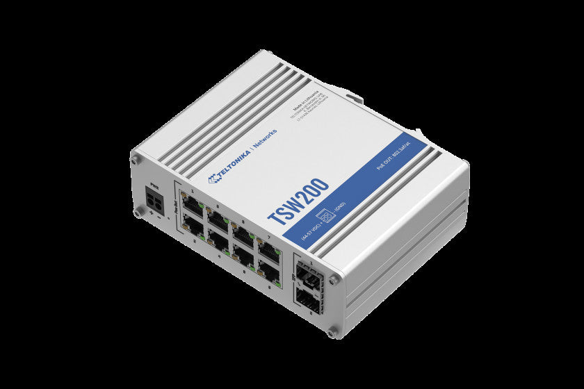 PoE+ , 8 x LAN Gigabit, 2 SFP ports, 2-pin. 240W total power budget